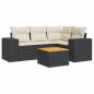 Preview: 5-tlg. Garten-Sofagarnitur mit Kissen Schwarz Poly Rattan