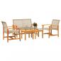 Preview: 5-tlg. Garten-Lounge-Set Beige Poly Rattan und Akazienholz