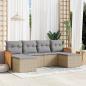 Preview: ARDEBO.de - 6-tlg. Garten-Sofagarnitur mit Kissen Beige Poly Rattan