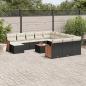 Preview: ARDEBO.de - 13-tlg. Garten-Sofagarnitur mit Kissen Schwarz Poly Rattan