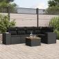 Preview: ARDEBO.de - 6-tlg. Garten-Sofagarnitur mit Kissen Schwarz Poly Rattan