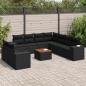 Preview: ARDEBO.de - 10-tlg. Garten-Sofagarnitur mit Kissen Schwarz Poly Rattan