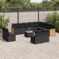 Preview: ARDEBO.de - 13-tlg. Garten-Sofagarnitur mit Kissen Schwarz Poly Rattan