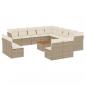 Preview: 14-tlg. Garten-Sofagarnitur mit Kissen Beige Poly Rattan