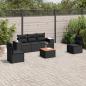 Preview: ARDEBO.de - 6-tlg. Garten-Sofagarnitur mit Kissen Schwarz Poly Rattan