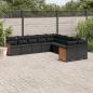 Preview: ARDEBO.de - 10-tlg. Garten-Sofagarnitur mit Kissen Schwarz Poly Rattan