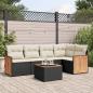 Preview: ARDEBO.de - 6-tlg. Garten-Sofagarnitur mit Kissen Schwarz Poly Rattan