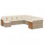 Preview: 11-tlg. Garten-Sofagarnitur mit Kissen Beige Poly Rattan