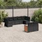 Preview: ARDEBO.de - 9-tlg. Garten-Sofagarnitur mit Kissen Schwarz Poly Rattan