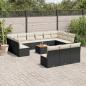 Preview: ARDEBO.de - 14-tlg. Garten-Sofagarnitur mit Kissen Schwarz Poly Rattan