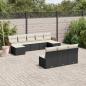 Preview: ARDEBO.de - 10-tlg. Garten-Sofagarnitur mit Kissen Schwarz Poly Rattan