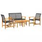 Preview: 5-tlg. Garten-Lounge-Set Schwarz Poly Rattan und Akazienholz