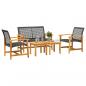 Preview: 5-tlg. Garten-Lounge-Set Schwarz Poly Rattan und Akazienholz