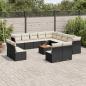 Preview: ARDEBO.de - 14-tlg. Garten-Sofagarnitur mit Kissen Schwarz Poly Rattan