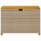 Preview: Gartentruhe Beige 110x55x63 cm Poly Rattan Akazienholz