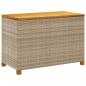 Preview: Gartentruhe Beige 110x55x63 cm Poly Rattan Akazienholz