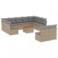 Preview: 12-tlg. Garten-Sofagarnitur mit Kissen Beige Poly Rattan