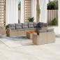 Preview: ARDEBO.de - 9-tlg. Garten-Sofagarnitur mit Kissen Beige Poly Rattan