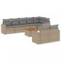 Preview: 9-tlg. Garten-Sofagarnitur mit Kissen Beige Poly Rattan