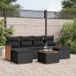 Preview: ARDEBO.de - 7-tlg. Garten-Sofagarnitur mit Kissen Schwarz Poly Rattan