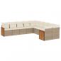 Preview: 10-tlg. Garten-Sofagarnitur mit Kissen Beige Poly Rattan