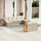 Preview: ARDEBO.de - 9-tlg. Garten-Sofagarnitur mit Kissen Beige Poly Rattan