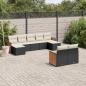 Preview: ARDEBO.de - 9-tlg. Garten-Sofagarnitur mit Kissen Schwarz Poly Rattan