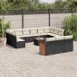 Preview: ARDEBO.de - 14-tlg. Garten-Sofagarnitur mit Kissen Schwarz Poly Rattan