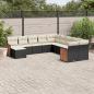 Preview: ARDEBO.de - 11-tlg. Garten-Sofagarnitur mit Kissen Schwarz Poly Rattan