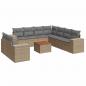 Preview: 10-tlg. Garten-Sofagarnitur mit Kissen Beige Poly Rattan