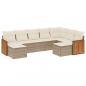 Preview: 9-tlg. Garten-Sofagarnitur mit Kissen Beige Poly Rattan