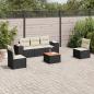 Preview: ARDEBO.de - 6-tlg. Garten-Sofagarnitur mit Kissen Schwarz Poly Rattan