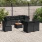 Preview: ARDEBO.de - 9-tlg. Garten-Sofagarnitur mit Kissen Schwarz Poly Rattan