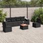 Preview: ARDEBO.de - 7-tlg. Garten-Sofagarnitur mit Kissen Schwarz Poly Rattan