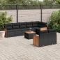 Preview: ARDEBO.de - 9-tlg. Garten-Sofagarnitur mit Kissen Schwarz Poly Rattan