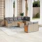 Preview: ARDEBO.de - 10-tlg. Garten-Sofagarnitur mit Kissen Beige Poly Rattan