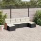 Preview: ARDEBO.de - 7-tlg. Garten-Sofagarnitur mit Kissen Schwarz Poly Rattan