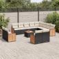 Preview: ARDEBO.de - 13-tlg. Garten-Sofagarnitur mit Kissen Schwarz Poly Rattan