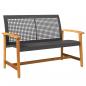 Preview: ARDEBO.de - Gartenbank Schwarz 112 cm Poly Rattan und Akazienholz