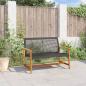 Preview: Gartenbank Schwarz 112 cm Poly Rattan und Akazienholz