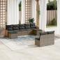 Preview: ARDEBO.de - 9-tlg. Garten-Sofagarnitur mit Kissen Grau Poly Rattan