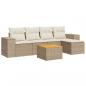 Preview: 6-tlg. Garten-Sofagarnitur mit Kissen Beige Poly Rattan