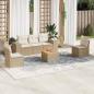 Preview: ARDEBO.de - 6-tlg. Garten-Sofagarnitur mit Kissen Beige Poly Rattan