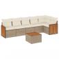 Preview: ARDEBO.de - 7-tlg. Garten-Sofagarnitur mit Kissen Beige Poly Rattan