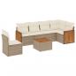 Preview: ARDEBO.de - 7-tlg. Garten-Sofagarnitur mit Kissen Beige Poly Rattan