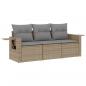 Preview: ARDEBO.de - 3-tlg. Garten-Sofagarnitur mit Kissen Beige Poly Rattan