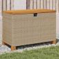 Preview: ARDEBO.de - Gartentruhe Beige 80x40x48 cm Poly Rattan Akazienholz