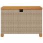 Preview: Gartentruhe Beige 80x40x48 cm Poly Rattan Akazienholz