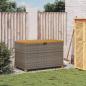 Preview: Gartentruhe Grau 110x55x63 cm Poly Rattan Akazienholz