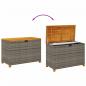 Preview: Gartentruhe Grau 110x55x63 cm Poly Rattan Akazienholz